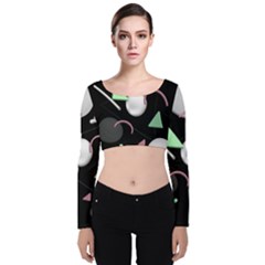 Digital Illusion Velvet Long Sleeve Crop Top by Sparkle