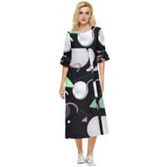 Digital Illusion Double Cuff Midi Dress