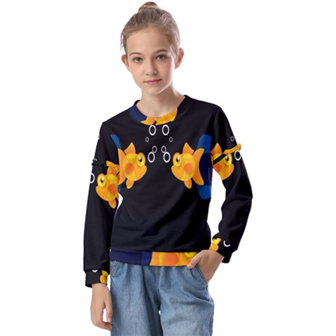 Digital Illusion Kids  Long Sleeve Tee With Frill  by Sparkle