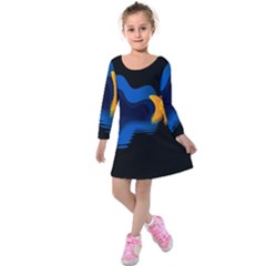 Digital Illusion Kids  Long Sleeve Velvet Dress by Sparkle