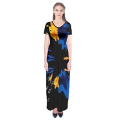 Digital Illusion Short Sleeve Maxi Dress