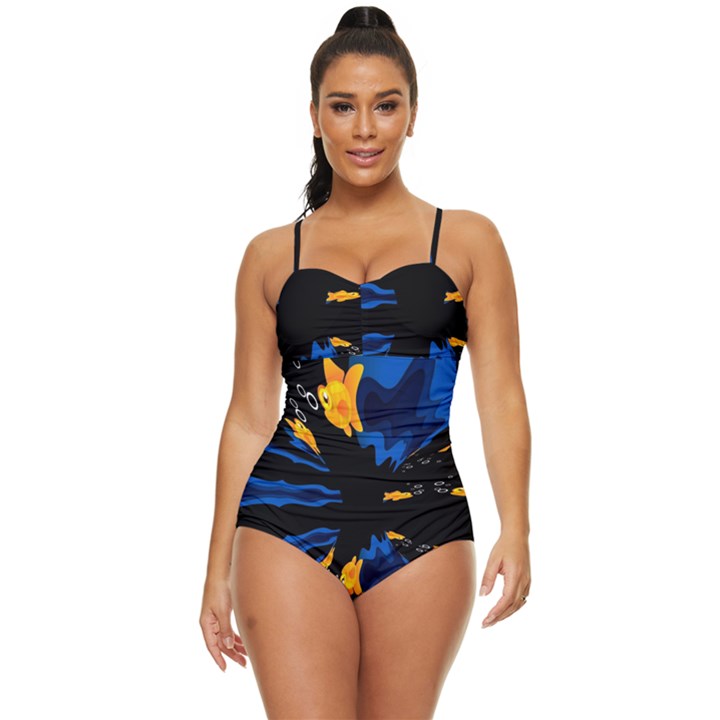 Digital Illusion Retro Full Coverage Swimsuit