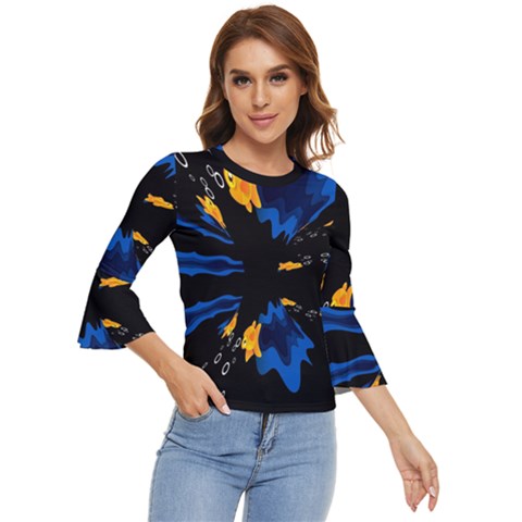 Digital Illusion Bell Sleeve Top by Sparkle