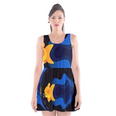 Digital Illusion Scoop Neck Skater Dress