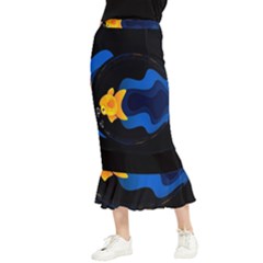 Digital Illusion Maxi Fishtail Chiffon Skirt