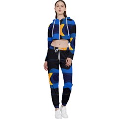 Digital Illusion Cropped Zip Up Lounge Set