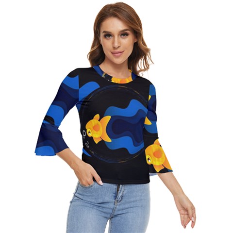 Digital Illusion Bell Sleeve Top by Sparkle