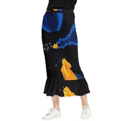 Digital Illusion Maxi Fishtail Chiffon Skirt