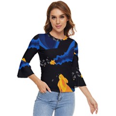 Digital Illusion Bell Sleeve Top