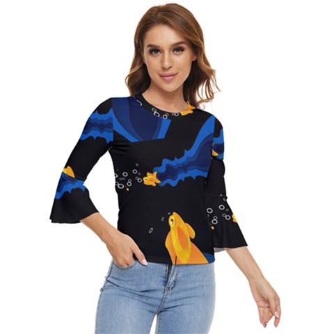 Digital Illusion Bell Sleeve Top by Sparkle