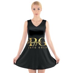 Plugged Into Gold V-neck Sleeveless Dress