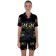 Plugged Into Gold Satin Short Sleeve Pajamas Set