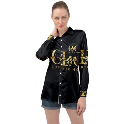 Plugged Into Gold Long Sleeve Satin Shirt by pluggedintogold