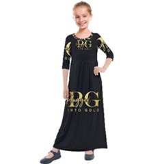 Plugged Into Gold Kids  Quarter Sleeve Maxi Dress by pluggedintogold