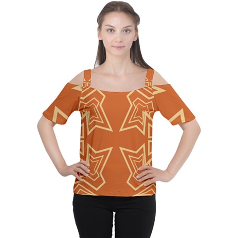 Abstract Pattern Geometric Backgrounds   Cutout Shoulder Tee by Eskimos