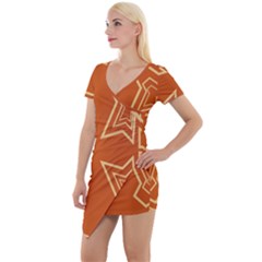 Abstract Pattern Geometric Backgrounds   Short Sleeve Asymmetric Mini Dress by Eskimos