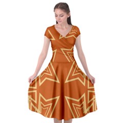 Abstract Pattern Geometric Backgrounds   Cap Sleeve Wrap Front Dress by Eskimos