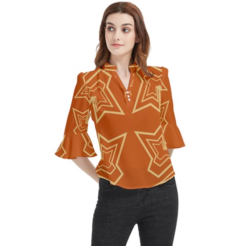 Abstract Pattern Geometric Backgrounds   Loose Horn Sleeve Chiffon Blouse by Eskimos