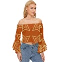 Abstract pattern geometric backgrounds   Off Shoulder Flutter Bell Sleeve Top View3