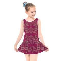 Abstract Pattern Geometric Backgrounds   Kids  Skater Dress Swimsuit by Eskimos