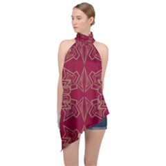 Abstract Pattern Geometric Backgrounds   Halter Asymmetric Satin Top by Eskimos