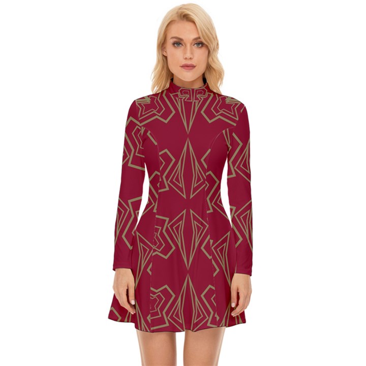 Abstract pattern geometric backgrounds   Long Sleeve Velour Longline Dress