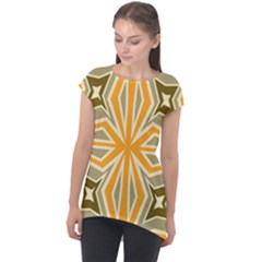 Abstract Pattern Geometric Backgrounds   Cap Sleeve High Low Top by Eskimos