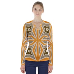 Abstract Pattern Geometric Backgrounds   V-neck Long Sleeve Top by Eskimos