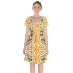 Abstract Pattern Geometric Backgrounds   Short Sleeve Bardot Dress by Eskimos