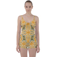 Abstract Pattern Geometric Backgrounds   Tie Front Two Piece Tankini by Eskimos