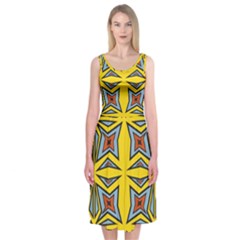 Abstract Pattern Geometric Backgrounds   Midi Sleeveless Dress by Eskimos