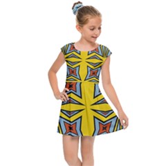 Abstract Pattern Geometric Backgrounds   Kids  Cap Sleeve Dress by Eskimos