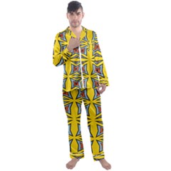 Abstract Pattern Geometric Backgrounds   Men s Long Sleeve Satin Pajamas Set by Eskimos