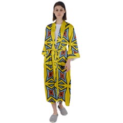 Abstract Pattern Geometric Backgrounds   Maxi Satin Kimono by Eskimos