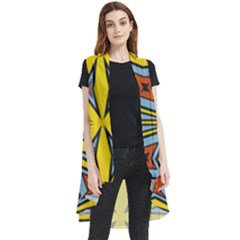 Abstract Pattern Geometric Backgrounds   Sleeveless Chiffon Waistcoat Shirt