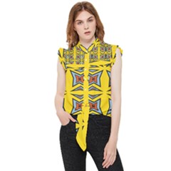 Abstract Pattern Geometric Backgrounds   Frill Detail Shirt by Eskimos