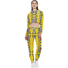 Abstract Pattern Geometric Backgrounds   Cropped Zip Up Lounge Set by Eskimos