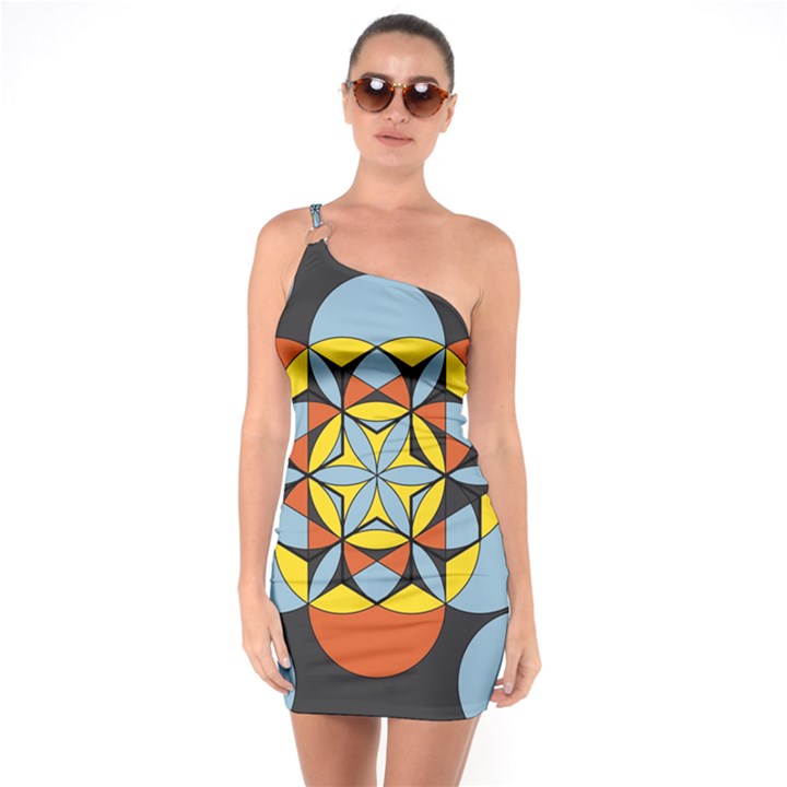 Abstract pattern geometric backgrounds   One Soulder Bodycon Dress