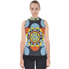 Abstract Pattern Geometric Backgrounds   Mock Neck Shell Top by Eskimos