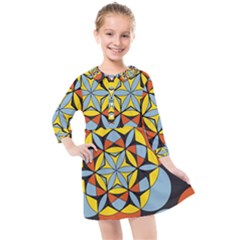 Abstract Pattern Geometric Backgrounds   Kids  Quarter Sleeve Shirt Dress