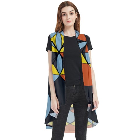 Abstract Pattern Geometric Backgrounds   Sleeveless Chiffon Waistcoat Shirt by Eskimos