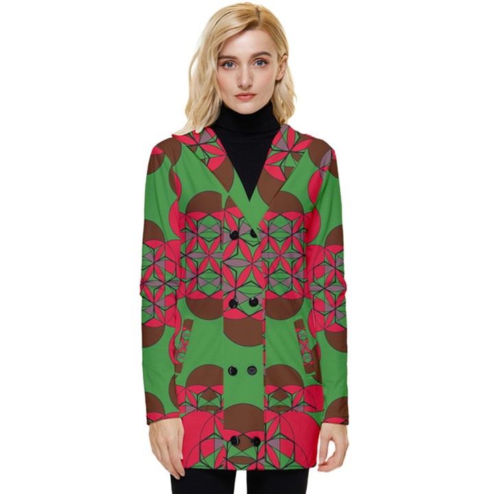 Abstract pattern geometric backgrounds   Button Up Hooded Coat 