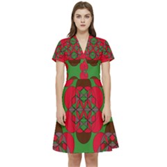 Abstract Pattern Geometric Backgrounds   Short Sleeve Waist Detail Dress by Eskimos