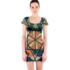 Abstract Pattern Geometric Backgrounds   Short Sleeve Bodycon Dress by Eskimos