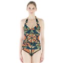 Abstract pattern geometric backgrounds   Halter Swimsuit View1