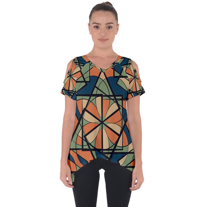 Abstract pattern geometric backgrounds   Cut Out Side Drop Tee