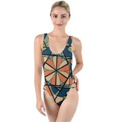 Abstract Pattern Geometric Backgrounds   High Leg Strappy Swimsuit by Eskimos