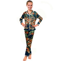 Abstract Pattern Geometric Backgrounds   Kid s Satin Long Sleeve Pajamas Set