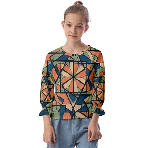 Abstract Pattern Geometric Backgrounds   Kids  Cuff Sleeve Top by Eskimos