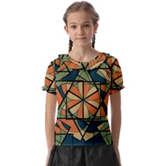 Abstract Pattern Geometric Backgrounds   Kids  Frill Chiffon Blouse by Eskimos